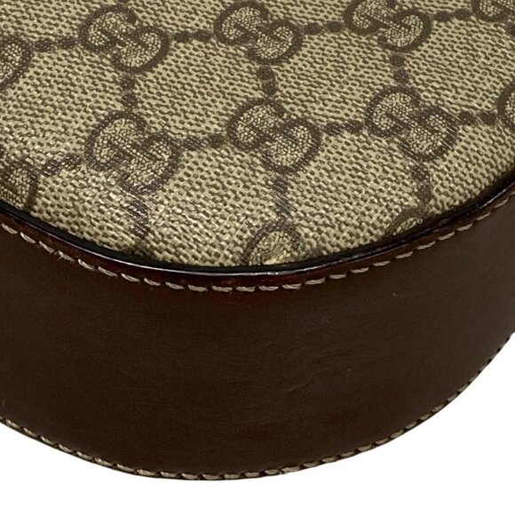 Auth GUCCI GG Plus/GG Supreme 409535 Dark Brown Beige PVC Leather Shoulder Bag - Picture 3 of 16